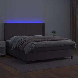 vidaXL Boxspringbett mit Matratze & LED Grau 180x200 cm Kunstleder
