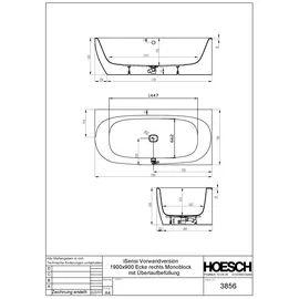 Hoesch iSensi Eckbadewanne 90 x 190 cm (1-Üb.-AL)