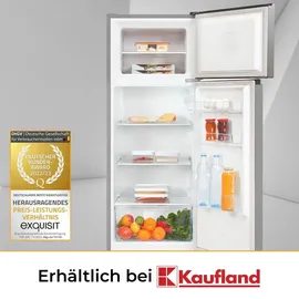 Exquisit KGC270-45-010E Kühl-Gefrierkombination (206 l, 1426 mm hoch, Silber)