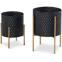 KADIMA DESIGN Blumentopf 2er Set Metall Pflanzkübel / Gold