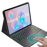 QYiD Tastatur Hülle für Galaxy Tab S6 10.5 Zoll (T860 / T865 / T866 / T867), Beleuchtete Kabellose Tastatur mit Trackpad, QWERTY Tastatur Hülle für Galaxy Tab S6, Schwarz