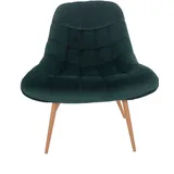 Dynamic24 Sessel XXL Samt grün Holzoptik Relaxsessel Polstersessel Loungesessel