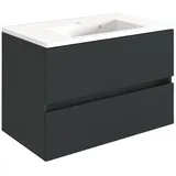 Möbel Boss Waschtisch Baabe 2 Schubkästen 80 x 56 x 47 cm Grau/Graphit Matt