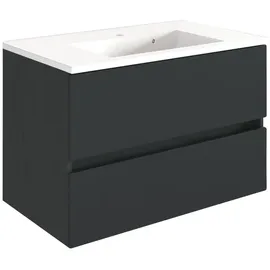 Möbel Boss Waschtisch Baabe 2 Schubkästen 80 x 56 x 47 cm Grau/Graphit Matt