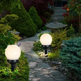 ETC Shop LED Außen Kugelleuchten Solarleuchte Steckleuchte Erdspieß Gartendeko Wegleuchte, IP44, 4er Set