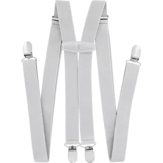 axy Hosenträger 4 Stabile Clips H-Form 2,5cm Breit verstellbar und elastisch 120cm Lang - Hellgrau