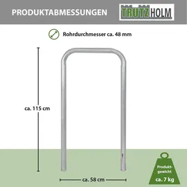 Trutzholm Fahrradanlehnbügel 115x58 cm Stahl feuerverzinkt Ø 48 mm zum Einbetonieren grau