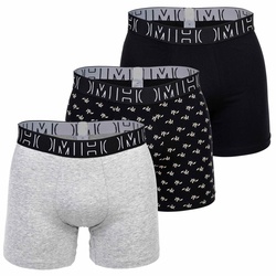 HOM Herren Long Boxer Briefs, 3er Pack - Rayan #2, Shorts, Cyclists, Cotton Stretch Schwarz/Grau L