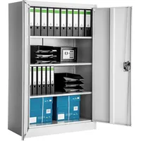 Tectake tectake® Aktenschrank aus pulverbeschichtetem Stahl, 3 höhenverstellbare Einlegeböden, 140 x 90 x 40 cm