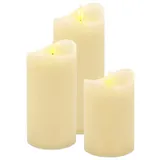 Spetebo LED Kerze 10 12 15 cm weiß 3er Set