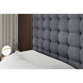 altdecor Boxbett, mit H3-Matratze und Lattenrost - VIONE - 160x200 Dunkelgrau