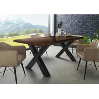 MASSIVMOEBEL24.DE Baumtisch Akazie 200x100x77 braun lackiert / X-Beine anthrazit