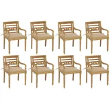 vidaXL Batavia-Stühle mit Kissen 8 Stk. Massivholz Teak