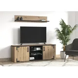 INOSIGN Lazio Lowboard 168 cm Schwarz Glas/Spanplatte/Holzwerkstoff