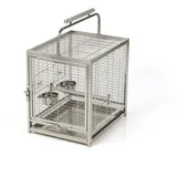 Montana Cages Tierreisebox Edelstahlkäfig EVO Transportkäfig, Reisekäfig für Sittiche & Papageien grau