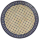 Casa Moro Gartentisch Mediterraner Mosaiktisch Ø 80 cm Blau Terrakotta mit Gestell H 75 cm (Kunsthandwerk aus Marrakesch), Dekorativer Balkontisch Bistrotisch Beistelltisch, MT2093 blau