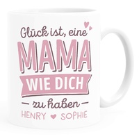 SpecialMe® Tasse personalisiertes Geschenk Spruch Glück ist einen Papa-Mama wie dich zu haben anpassbare Namen Mama - mit Namen weiß Keramik-Tasse