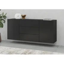 INOSIGN Sideboard »Ava, Breite 140 cm, hängend und stehend montierbar«, moderne grifflose Kommode, Schubladenschrank, 2Türen/3Schubkästen, schwarz