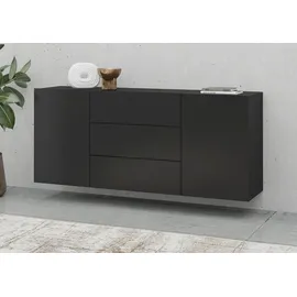 INOSIGN Sideboard »Ava, Breite 140 cm, hängend und stehend montierbar«, moderne grifflose Kommode, Schubladenschrank, 2Türen/3Schubkästen, schwarz