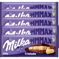 5 x Milka Max Triolade Schokolade Drei Schichten Weiße, Dunkle & Alpenmilch je 2