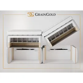 GRAINGOLD - Boxbett mit Bettkasten 180x200 Hellgrau Samt, Forest