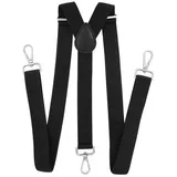 axy Herren Hosenträger mit 3 robusten Karabiner Verschluss 2,5 cm breit Y-Form stufenlos verstellbar (Schwarz) - Einheitsgröße