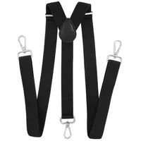 axy Herren Hosenträger mit 3 robusten Karabiner Verschluss 2,5 cm breit Y-Form stufenlos verstellbar (Schwarz) - Einheitsgröße