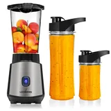 Lehmann Mixer Smoothie Maker to go | Standmixer mit zwei Flaschen Fresh Juice Mixer | Multifunktion Stabmixer Set (23.000 U/Min) | MiniMixer für Milchshakes und Smoothies