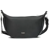 Zwei Damen Handtasche Mademoiselle.M M70 Moon-Bag 4 Liter Trend-Tasche in Halbmond-Form vielseitig als Bauchtasche Crossbody-Bag Abendtasche Umhängetasche zu tragen (nubuk-black)