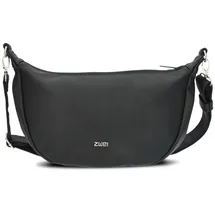 Zwei Damen Handtasche Mademoiselle.M M70 Moon-Bag 4 Liter Trend-Tasche in Halbmond-Form vielseitig als Bauchtasche Crossbody-Bag Abendtasche Umhängetasche zu tragen (nubuk-black)