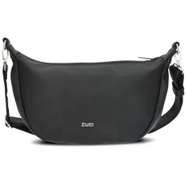 Zwei Damen Handtasche Mademoiselle.M M70 Moon-Bag 4 Liter Trend-Tasche in Halbmond-Form vielseitig als Bauchtasche Crossbody-Bag Abendtasche Umhängetasche zu tragen (nubuk-black)