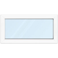 Kellerfenster 100 x 50 cm, Kunststoff, Kömmerling 70 AD, Weiß, 1000 x 500 mm, festverglast, individuell online konfigurieren