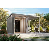 Karibu Titanium 2,5 SET mit Anbaudach 4,14 x 2,92 m Grau