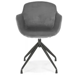 Armlehnen Stuhl Samt Dunkelgrau  Ergonomischer Design Esszimmerstuhl mit Metallbeinen  Eleganter Polsterstuhl für Wohnzimmer  Kadima Design