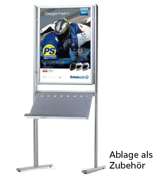 Prospektständer Infoständer ELLIPSE Kombi ds DIN A1 ohne Ablage - doppelseitige Ausführung - Ablagen optional