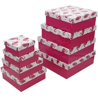 8 Stück Set Geschenkbox Flamingo Pink Rosaflamingo Geschenkkarton Schachteln