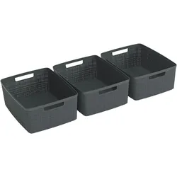 Curver - JUTE RECYCLING Aufbewahrungsbox M 12L, 3er-Set, deep shadow   grau