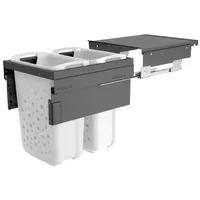 HAILO Wäschesammler 3270851 | Laundry Carrier 66 Liter | 2fach Wäschekorb Auszug | für 50er Unterschrank mit Front | Auszugsystem (Weiß-Dunkelgrau)
