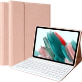 Samsung Galaxy Tab A8 Hülle mit Tastatur mit Abdeckung Auto Wake/Sleep, Drahtlose Abnehmbare Bluetooth Tastatur (Deutsches QWERTZ) für Samsung Galaxy Tab A8 10,5'' 2022 (SM-X200/X205/X207)-Champagner