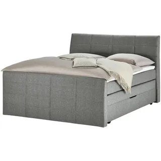 deinbett Boxspringbett mit Bettkasten und Topper ¦ grau ¦ Maße (cm): B: 188 H: 124