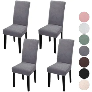 YISUN Stretch Stuhlhussen 4er Set Universal Jacquard Blätter Stuhlhusse, Elastische Hussen für Stühle, Abnehmbarer Waschbarer Stuhlbezüge für Schwingstuhl Hotel Bankett Küche Haus Hochzeit Party
