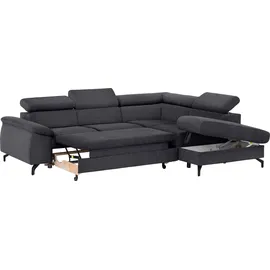 Cotta Ecksofa "Kitty L-Form, B: 249 cm", grau (dunkelgrau), B:249cm H:72cm T:207cm, Microfaser (100% Polyester);Flachgewebe (100% Polyester), Sofas, Ecksofa, mit Kopfteilverstellung, optional Bettfunktion & Bettkasten
