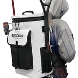 Buffalo Gear Fischkühl-Rucksack, 32 l, wasserdicht, Angelrucksack, Kühltasche, tragbare Fischtasche, hält Eis länger als 24 Stunden kalt, Weiß, 32 qt, 13.4×9.45×20.5 inch, Fisch-Kühlrucksack