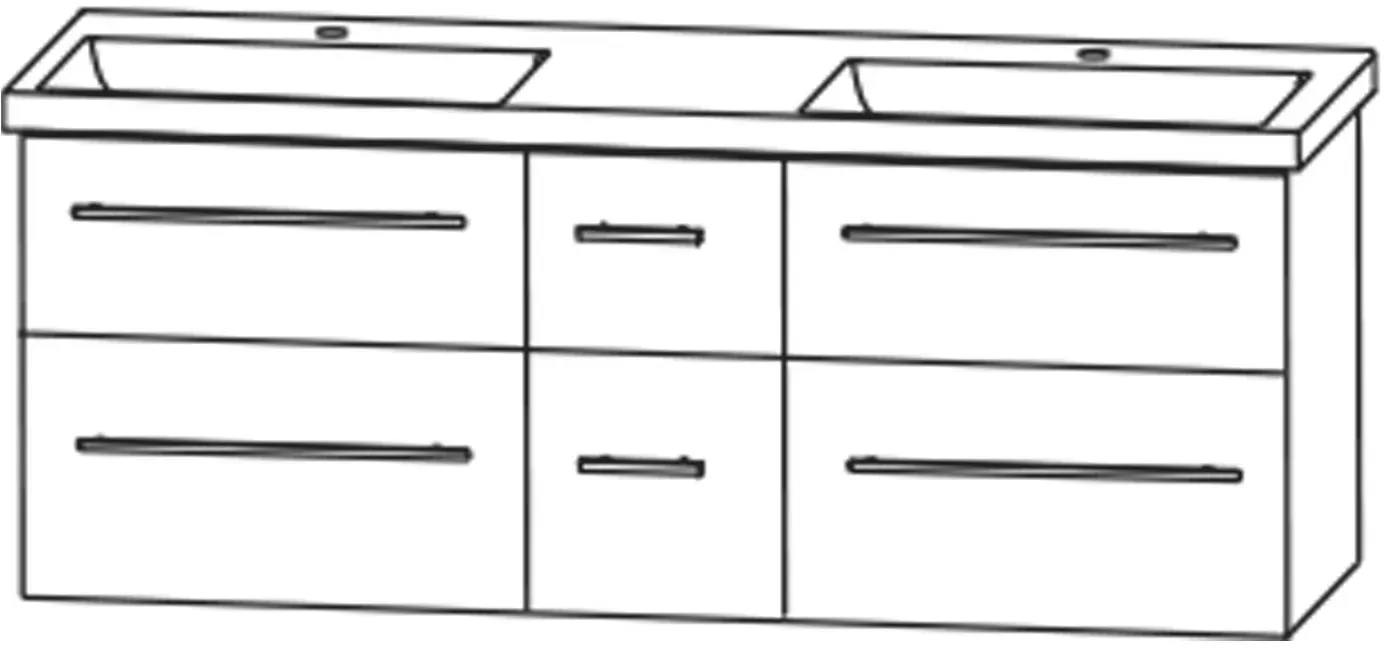 Puris c!mano Waschtischset 152 cm mit Doppelwaschtisch und 3 Unterschränken,  Griff 339