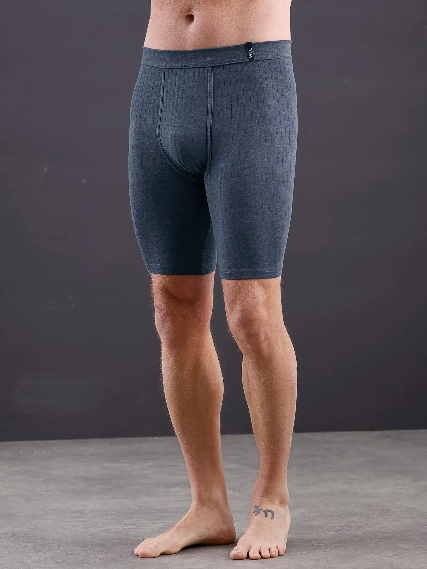 Lange Unterhose WÄSCHEPUR, Herren, Gr. 6, 3 Stk., blau (dunkelblau, meliert), 60% Baumwolle, 35% Polyester, 5% Elasthan, Unterhosen Lange Unterhose