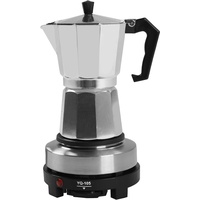 KIOPOWQ Elektrische Espressokocher Mini Kaffeebereiter mit Heizplatte Single Hot Plate Espresso Herd 500W Espresso Maker (6 Tassen)