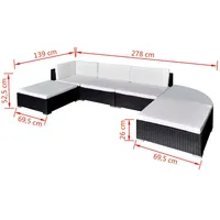 vidaXL Garten-Lounge-Set mit Auflagen 6-tlg. schwarz 41273