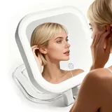 Vergrößerungsspiegel Mit Licht, Schminkspiegel Mit Beleuchtung, Faltbarer Makeup Spiegel, Licht Weiß Kosmetikspiegel Mit Beleuchtung, Stellen Und Hängen Geeignet Für Make Up, Reisen,Warmweißes