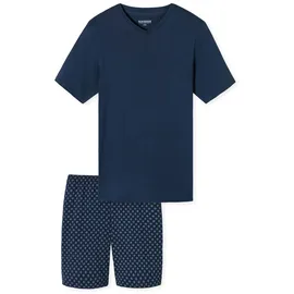 SCHIESSER Pyjama Schlafanzug kurz - Casual Essentials in Admiral Gr.: 58