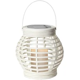 StarTrading STAR TRADING LED Solar Laterne mit LED Kerze in Korboptik Lichtsensor H: 16cm